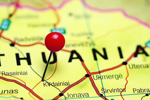 istock Kydainiai pinned on a map of Lithuania 505642216