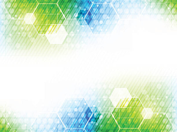 Abstract vector background with hexagon pattern and shiny effect. Abstract vector background with hexagon pattern, shiny effect and stripe for your content. green science background stock illustrations