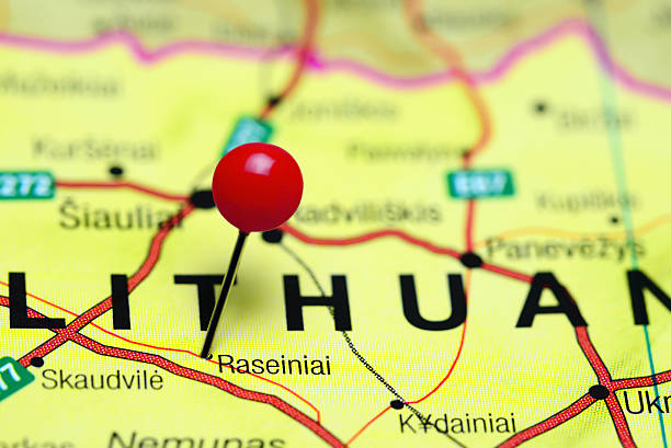 istock Raseiniai pinned on a map of Lithuania 505642308