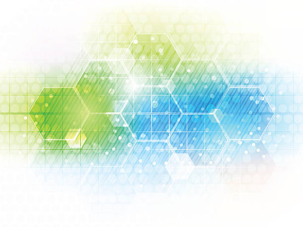 Abstract vector future business technology background with hexagon pattern. Abstract future business technology background with hexagon pattern, glitter and place for your content. Vector illustration. green science background stock illustrations