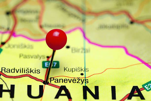 istock Panevezys pinned on a map of Lithuania 505642456