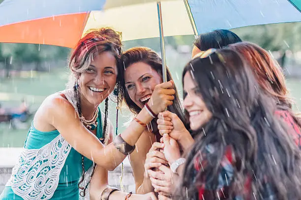 Photo of Girls outside on a rainy day