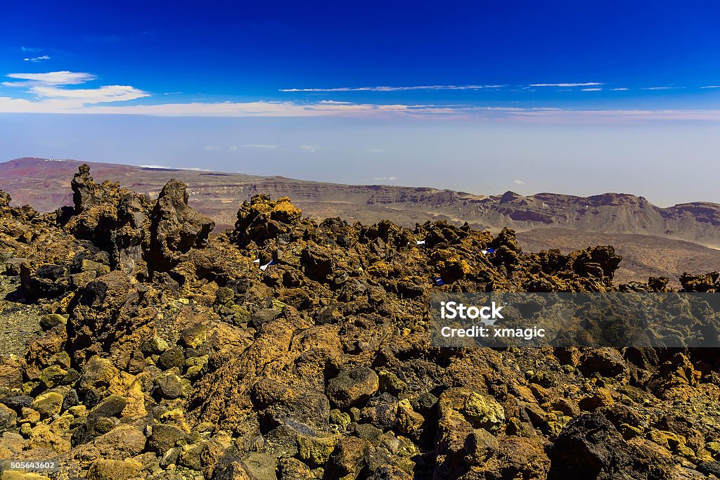 Teide National Park Landscape View on Teide National Park Landscape from Top of Volcano and the highest place in Europe on Tenerife Canary Island in Spain Atlantic Islands Stock Photo