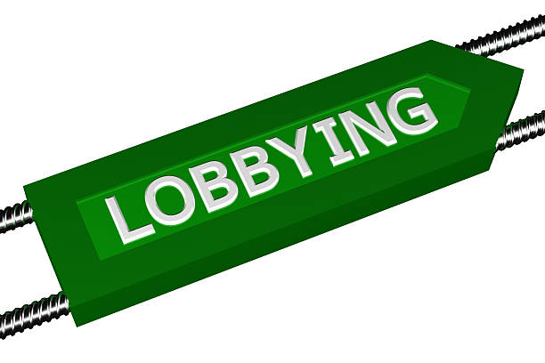 Word lobbying written on the arrow, isolated on white background. 3D render.