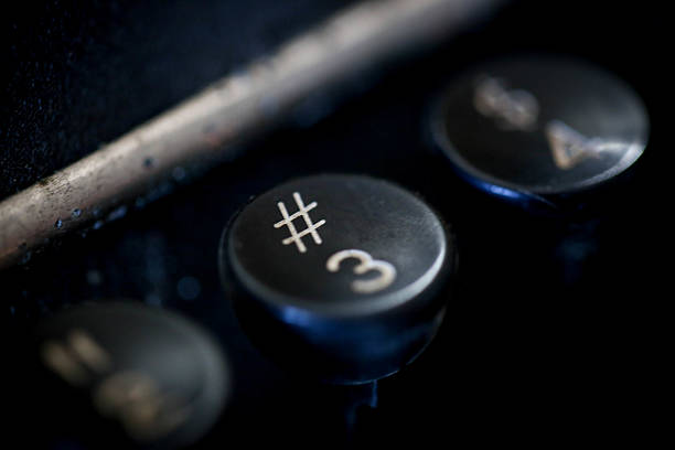 빻습니다 팻말 또는 해시태그 암호키 - number 3 number typewriter key typewriter 뉴스 사진 이미지