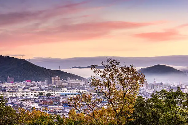 Himeji, Japan morning cityscape.