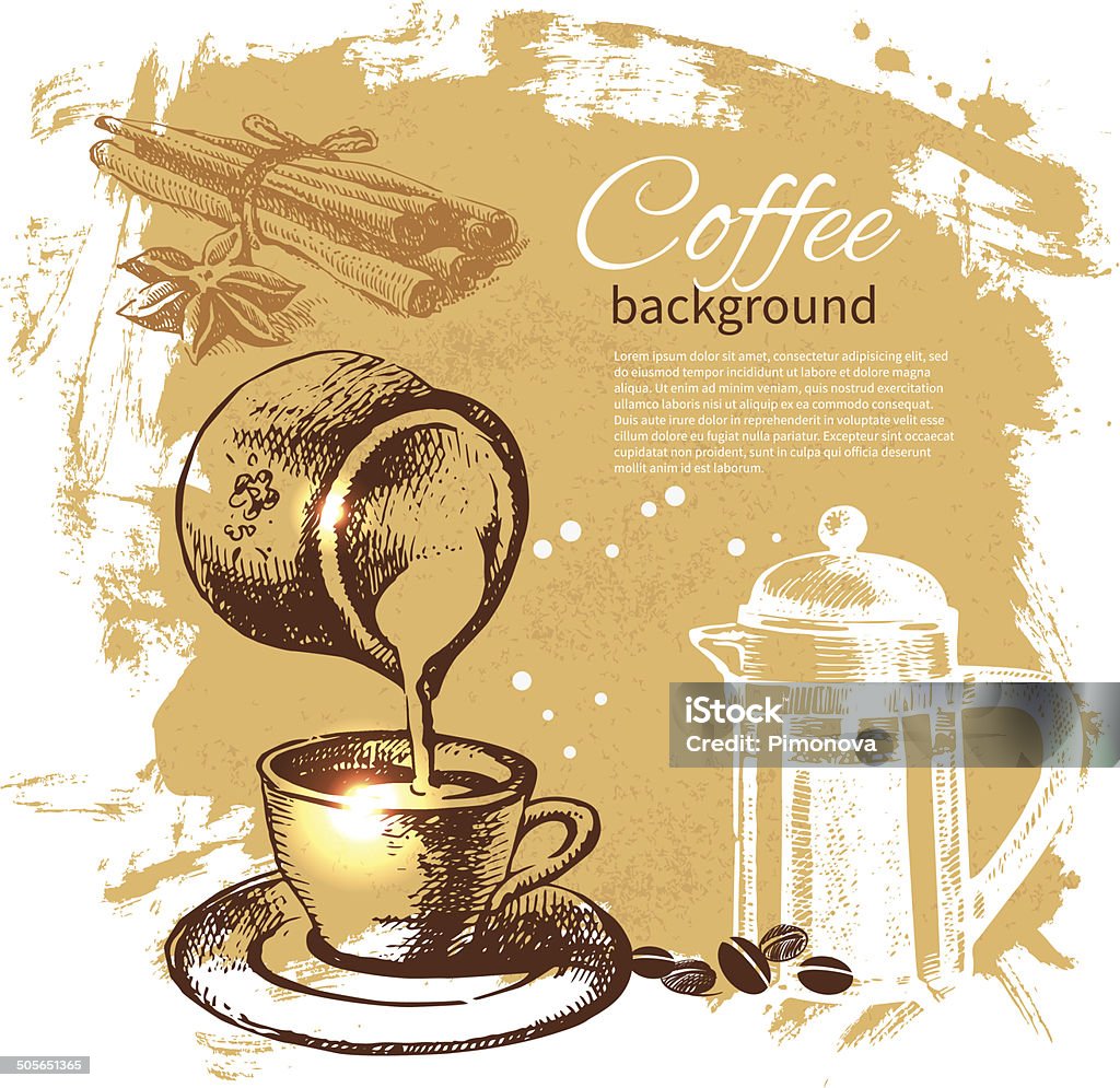 Hand drawn vintage coffee background Beige stock vector