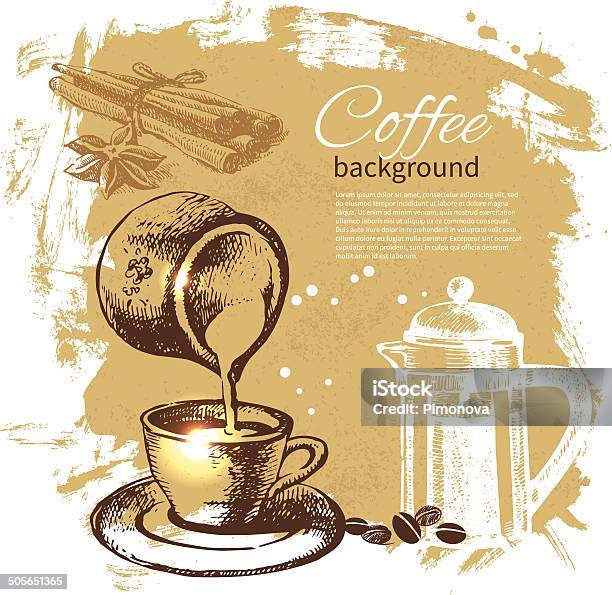 Hand Drawn Vintage Coffee Background Stock Illustration - Download Image Now - Beige, Blob, Breakfast