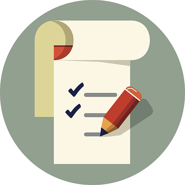 вектор контрольный список и карандаш - checkbox questionnaire checklist yes stock illustrations