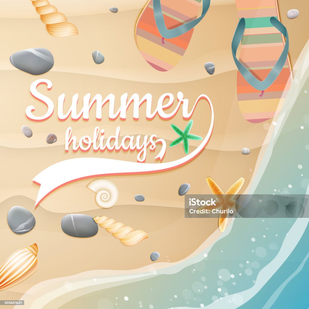 Summer holidays template. plus EPS10 vector file Sea shells, starfish on the beach. Summer holidays. plus EPS10 vector file Abstract stock vector