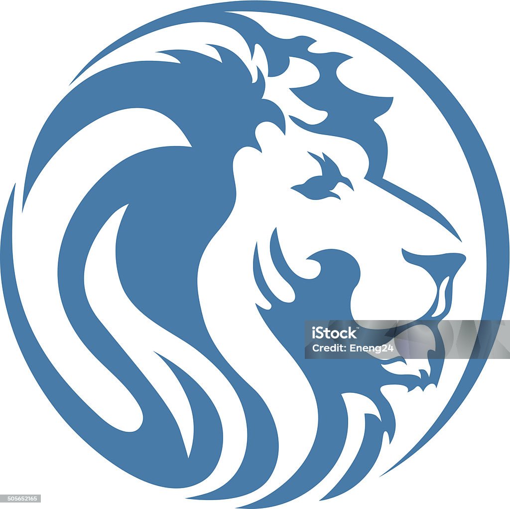 LION HEAD BLUE lion head icon blue design Lion - Feline stock vector