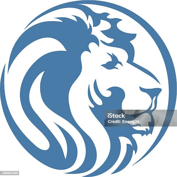 Lion Head Blue Stock Illustration - Download Image Now - Lion - Feline, Animal, Animal Body Part