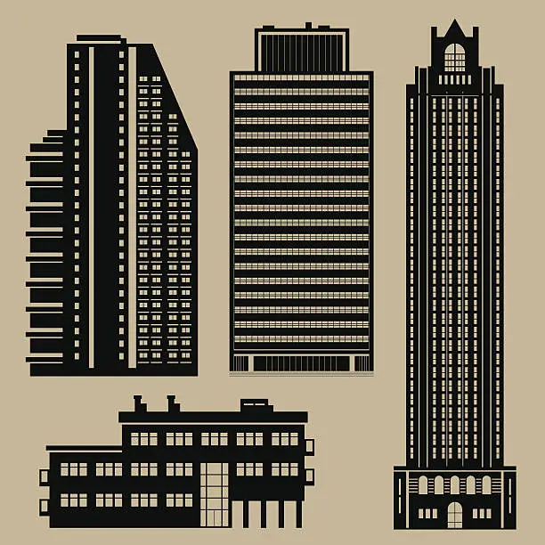 Vector illustration of Buildings set with skyscrapers