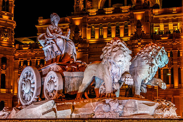 cibeles - madrid plaza de la cibeles spain panoramic photos et images de collection