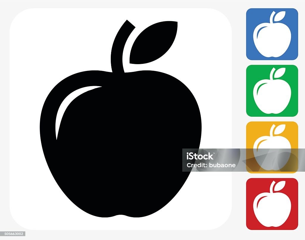 Apple Icon Flat Graphic Design Apple Icon. This 100% royalty free vector illustration features the main icon pictured in black inside a white square. The alternative color options in blue, green, yellow and red are on the right of the icon and are arranged in a vertical column. Agriculture stock vector