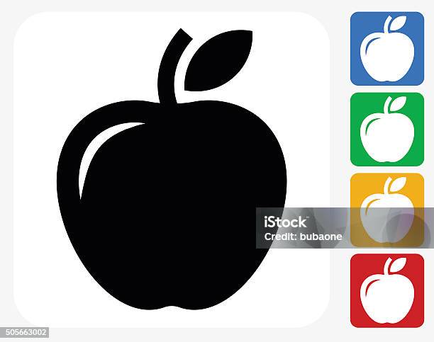 Apple Icon Flat Graphic Design Stock Illustration - Download Image Now - Agriculture, Apple - Fruit, Blue