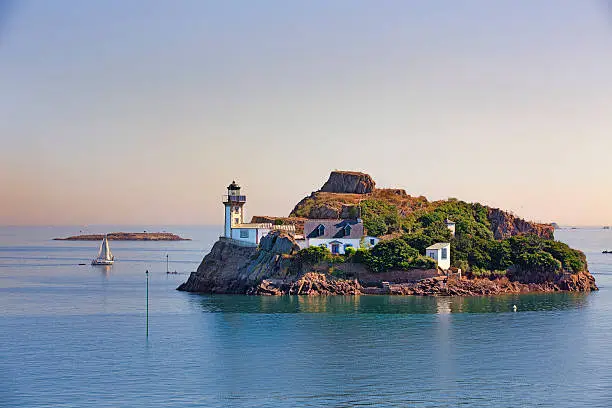 Lighthouse of L'Ile Louet as Seen from Pointe de Penn-al-Lann, Brittany