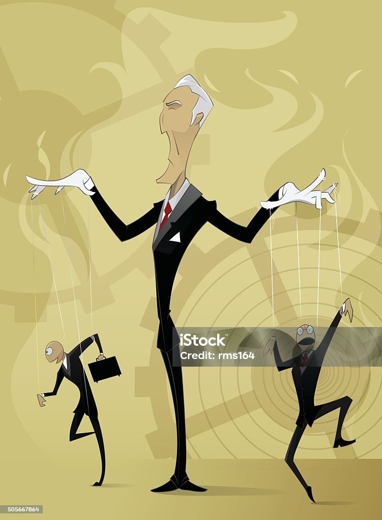 Old man manipulates by others Old man manipulates by others. Conceptual image manipulation in business and life. Vector Authority stock vector