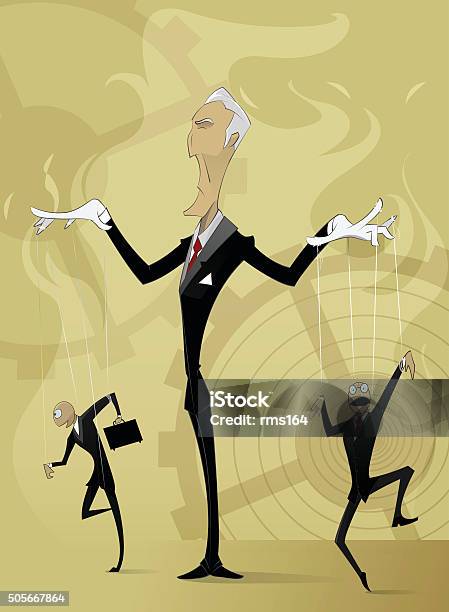 Old Man Manipulates By Others Stock Illustration - Download Image Now - Authority, Business, Business Finance and Industry