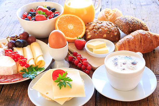 covered breakfast table set breakfast table essen germany stock pictures, royalty-free photos & images