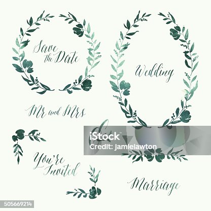 istock Watercolour Wedding Invitation Design Elements 505669214