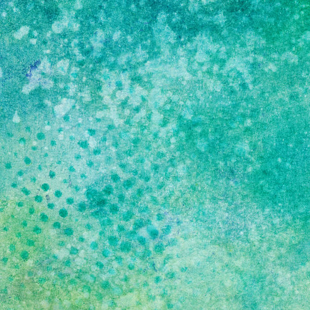 istock Hand painted background with shades of turquoise and dotted pattern 505669294