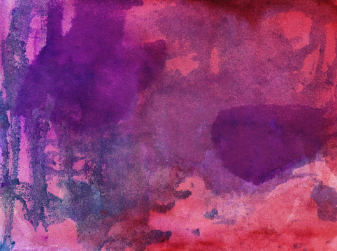 An hand painted background with a mottled and distressed texture. The prominent colors are shades of purple, red and pink.
