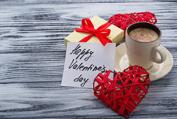 istock Hearts, cup of coffee, gift box 505671444