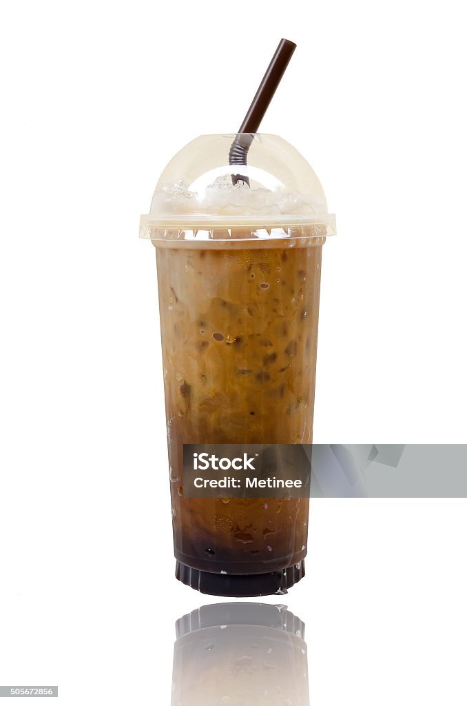 Ice coffee isolate on white background. Boredom Stock Photo