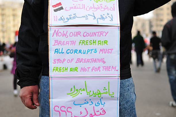 비전을 프리돔 in tahrir square, cairo, egypt - arab spring 이미지 뉴스 사진 이미지