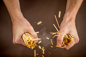 Breaking Spaghetti with Hands, Close up