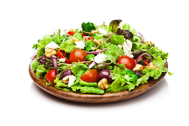 istock Fresh organic spring salad isolated on white background 505683014