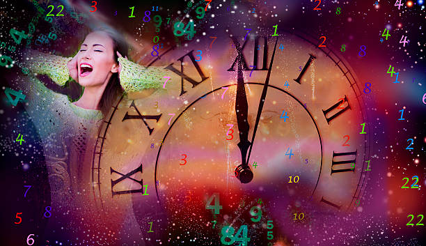 istock Woman's face, magic of figures, numerology 505683102