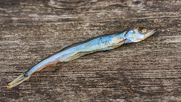 istock Dry fish with salt on a wooden surface 505683388