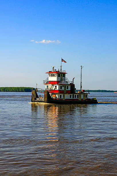Greenville, MS, USA - June 10, 2015: Mississippi river ditch boat seen here at Greenville MS