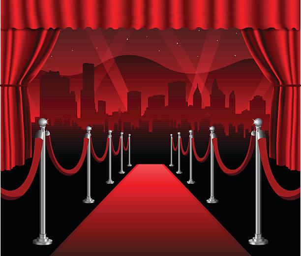 istock Red carpet movie premiere elegant event hollywood background 505684764