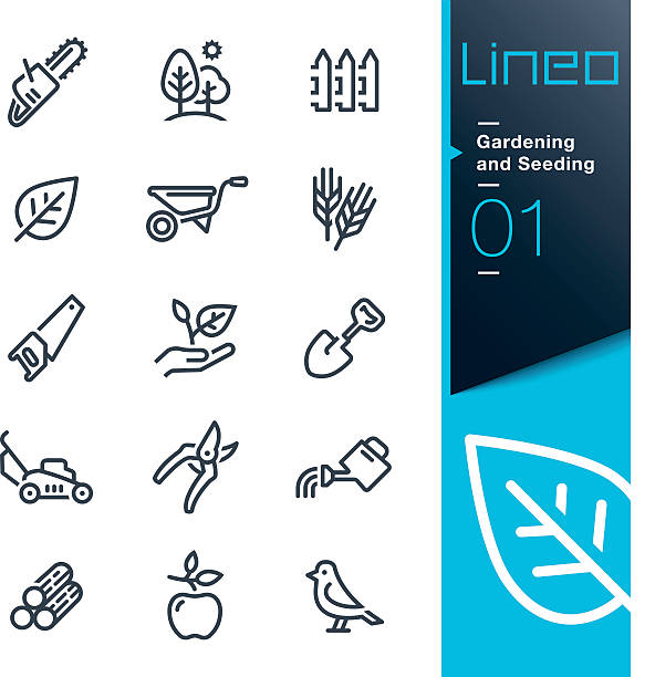 Lineo - Gardening and Seeding line icons Vector illustration, Each icon is easy to colorize and can be used at any size.  serrated stock illustrations