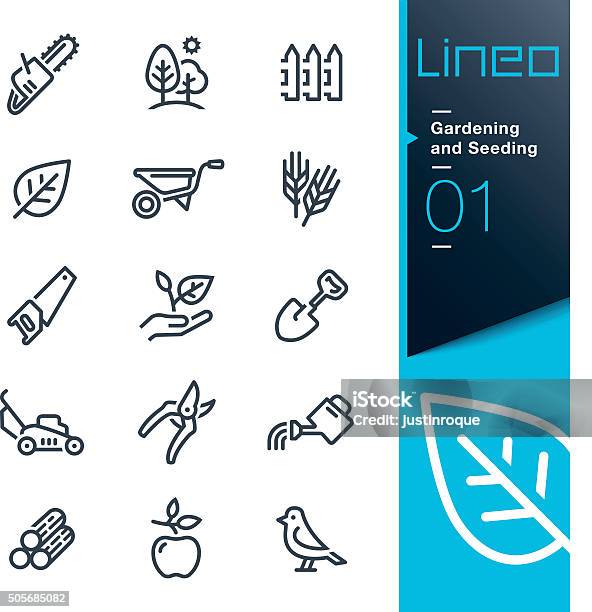 Lineo Gardening And Seeding Line Icons Stock Illustration - Download Image Now - Icon Symbol, Symbol, Yard - Grounds