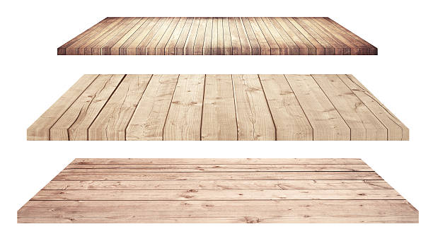 wooden shelves or tabletop isolated on white - 摄影 圖片 個照片及圖片檔