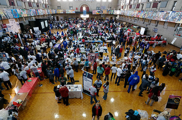 Martin Luther King Day of Service at Girard College Philadelphia, PA, USA - January 18, 2016; The gym of Girard College is filled as community members, elected officials volunteer during the 21st Martin Luther King Day of Service in Philadelphia, PA. martin luther king jr day stock pictures, royalty-free photos & images