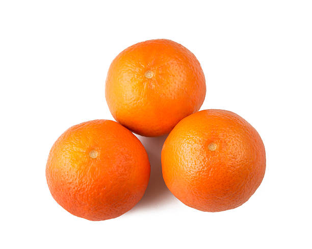Three tangerines on a white background stock photo