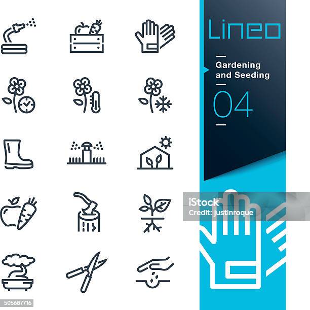 Lineo Gardening And Seeding Line Icons Stock Illustration - Download Image Now - Icon Symbol, Yard - Grounds, Vegetable Garden