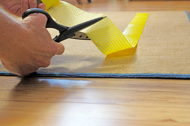 Scissors Cutting Rug Grip Tape Stock Photo - Download Image Now - Adhesive  Tape, Rug, Carpet - Decor - iStock