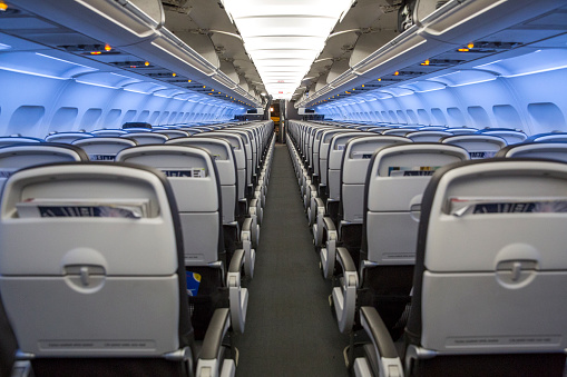 Seat Rows inside an Airplane, Indoors, Inside Of, Seat, Vehicle Seat