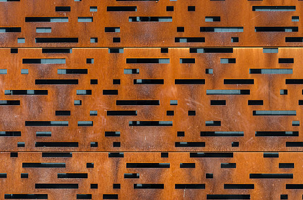 Building facade made of perforated weathering steel sheets (corten steel)