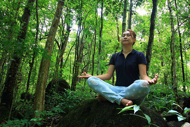 istock Young woman doing exercise yoga 505698227