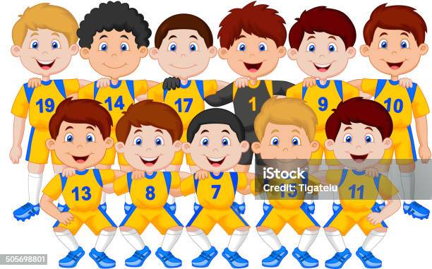Football Team Cartoon Stock Illustration - Download Image Now - Sports Team, Teamwork, Active Lifestyle