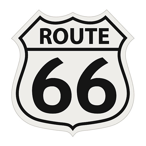 tanda rute 66 - route 66 ilustrasi stok