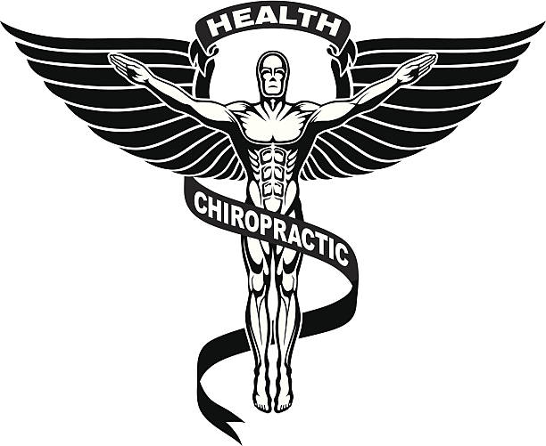 척추교정사 기호 또는 아이콘이 - chiropractic adjustment chiropractor human spine human bone stock illustrations