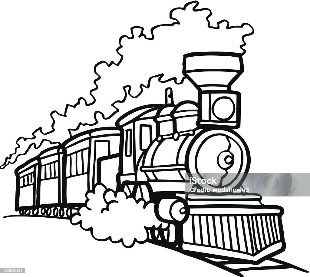 Old Choo Choo Train Vector Cartoon Clipart Stock Illustration - Download  Image Now - Outline, Cartoon, Clip Art - iStock
